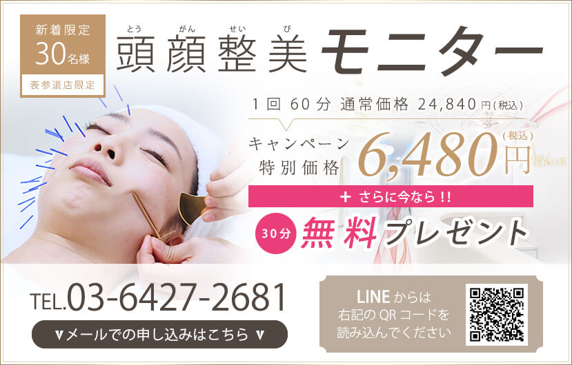 頭顔整美モニター募集お申し込み 岡山の女性専用美容鍼灸院 ハリジェンヌ
